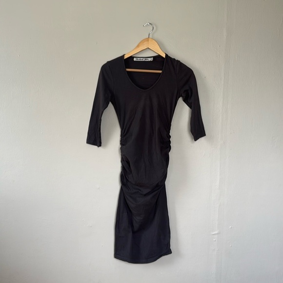 Michael Stars rouched midi dress gray XSP - Picture 1 of 6